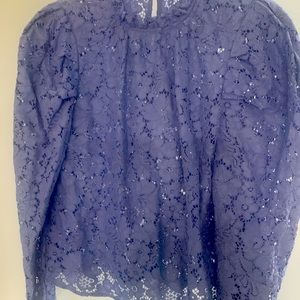 EXPRESS size Small Periwinkle blue lace top with puffy sleeve